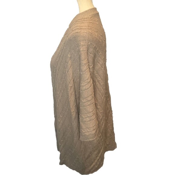 J. Jill TAN BEIGE Cable Knit Open Front Cardigan 3/4 Sleeves Petite XL - Picture 3 of 10